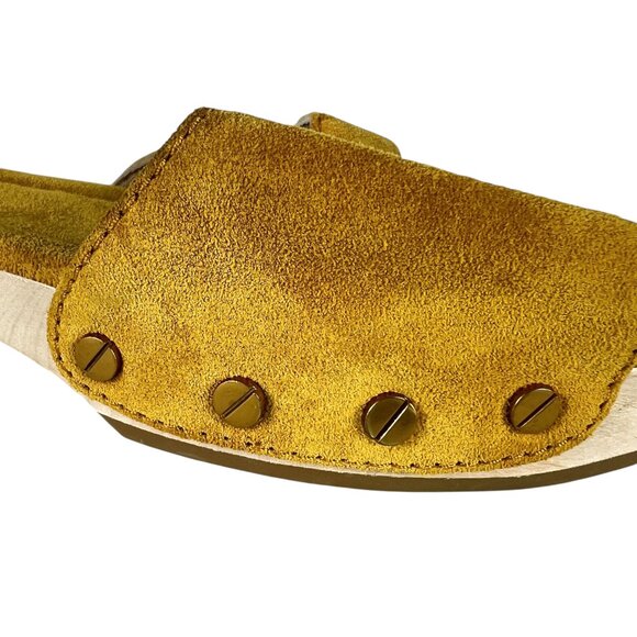 Veronica Beard Davina Suede Slip-On Sandals in Saffron Yellow Leather Size 8 - Picture 9 of 12